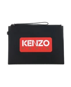 Kenzo Black Leather Large Paris Clutch
