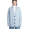 Maison Margiela Cardigan In Cyan Wool