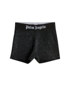 Palm Angels Logo-waistband Glitter Detailed Shorts