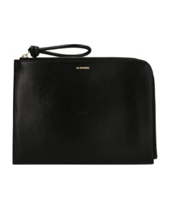 Jil Sander Logo Leather Clutch