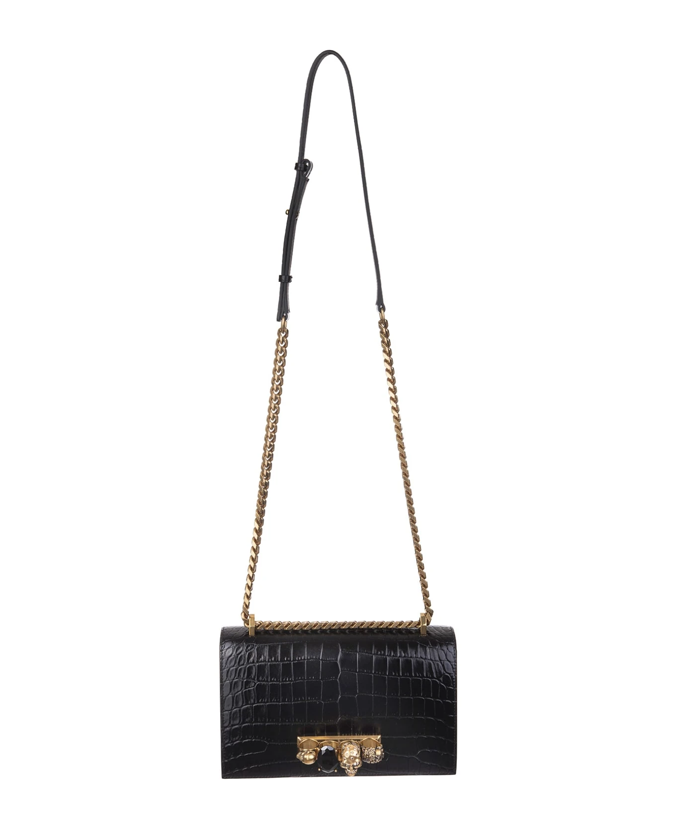 Alexander McQueen Black And Golden Jewelled Satchel Bag 1 Alexander McQueen Black And Golden Jewelled Satchel Bag