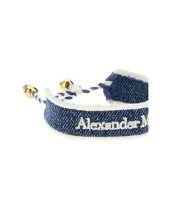 Alexander McQueen Logo Embroidery Denim Bracelet -Italist Store 265a8cdae7d219339e9d326370ec7b78