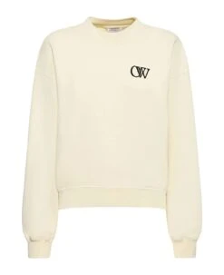 Off-White Cream White Cotton Sweatshirt