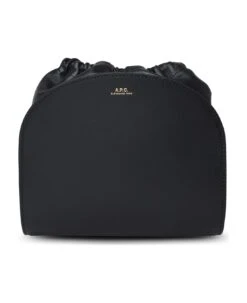 A.P.C. Black Leather Demi-lune Mini Bag