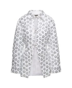 Jacquemus 'la Chemise Lavoir Brodéè' White Shirt With Paillettes Embroidery In Stretch Cotton Woman