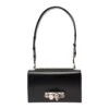 Alexander McQueen Black 'biker Jewelled Satchel' Crossbody Bag Wiith Jewel In Leather Woman