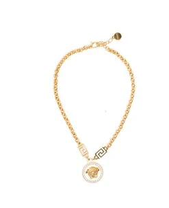Medusa Chain Golden Metal Neckline With Strass Versace Woman