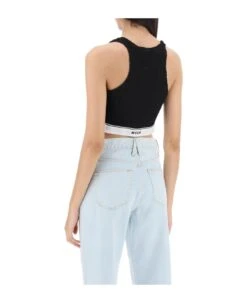 MSGM Sports Bra In Lace With Logoed Band -Italist Store 700885e4c5836bccf23126e5ff57b09e