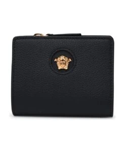 Versace La Medusa Wallet In Black Leather