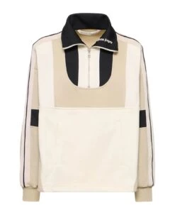 Palm Angels Beige And Black Zip Jacket
