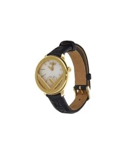 FENDI Circle Watch With Embossed Logo Strap