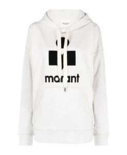 White Cotton Blend Hoodie