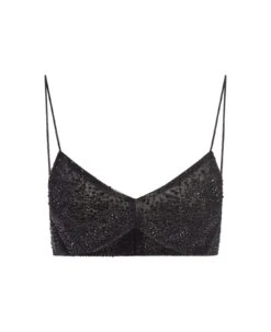 ERMANNO SCERVINO Black Bralette Top With Rhinestones