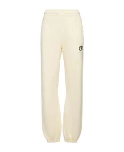Off-White Cream White Ow-print Cotton Track Pants