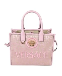 Versace Logo Embroidered Tote