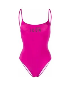 DSQUARED2 D-squared2 Woman's Fuxia Stretch One-piece Swimsuit With Logo-print