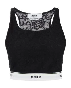 MSGM Sports Bra In Lace With Logoed Band