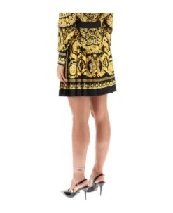 Versace Barocco Pleated Mini Skirt -Italist Store ab3b0abc390276731e99fc94af74b62b