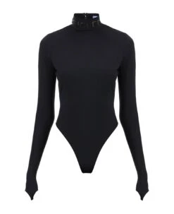 Mugler Bodysuit With Stand Collar