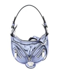 Versace Metallic Leather 'repeat' Mini Hobo Bag