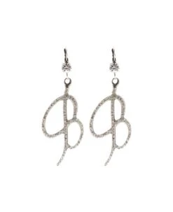 'b' Earrings With Crystals Blumarine