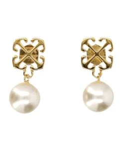 Off-White Pearl Arrow Earrings