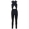 'hola Crystal' Black Jumpsuit With Halterneck And Rhinestone In Stretch Polyamide Woman