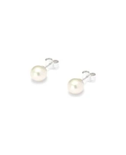Freshwater Pearl Stud Earrings In Sterling Silver Woman