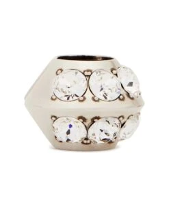 Alexander McQueen Hexagonal Jewelled Ear Cuff In Antiqued Silver