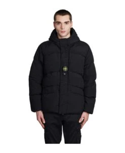 Stone Island Puffer In Black Polyamide