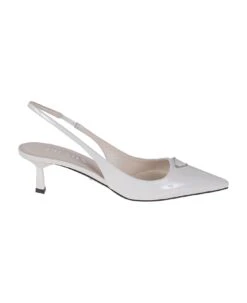 Prada Triangle Logo Plaque Slingback Pumps