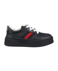 Gucci Blue Sneakers For Boy With Web Tape And Iconic Logo