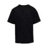 Dolce & Gabbana Black Crewneck T-shirt With Tonal Logo Lettering Print In Cotton Man