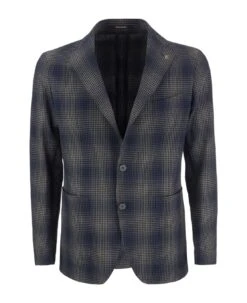 Cotton Jacket With Faded Tartan Pattern