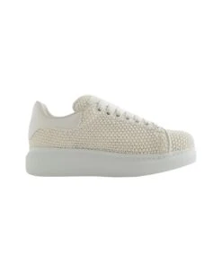 Alexander McQueen White Textured Oversized Sneakers