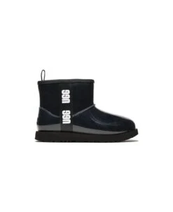 Ugg 'classic Clear Ii' Black Boots With Branded Bands In Synthetic Girl