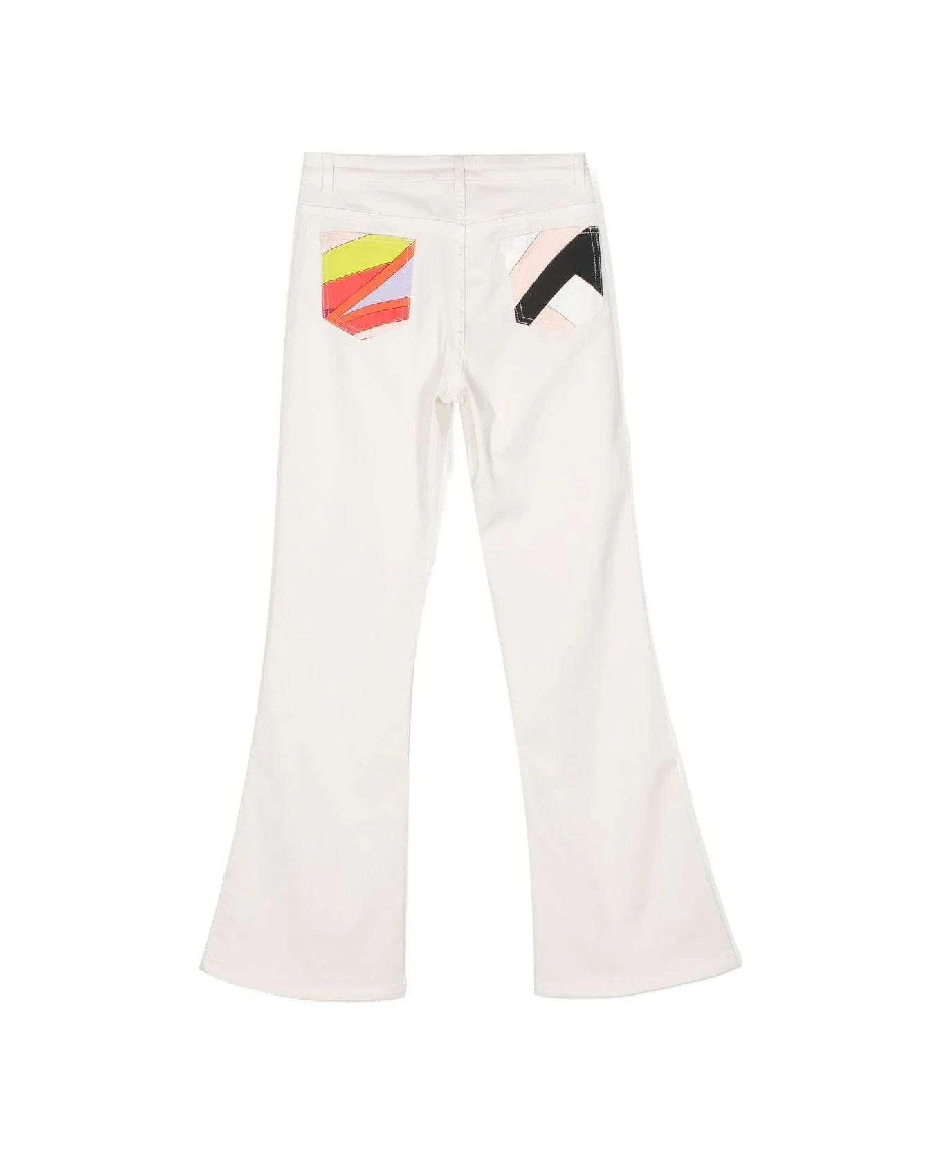 White Flare Jeans With Iride Print 2 White Flare Jeans With Iride Print - Image 2