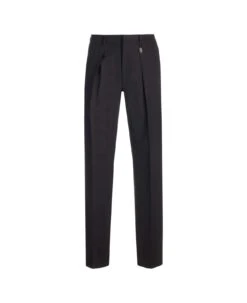 FENDI Black Wool Crepe Trousers