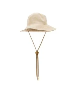Versace Beige Bucket Hat With Medusa Drawstring In Cotton Man