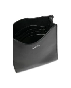 A.P.C. 'jamie' Mini Black Bag With Embossed Logo And Shoulder Strap In Leather Woman