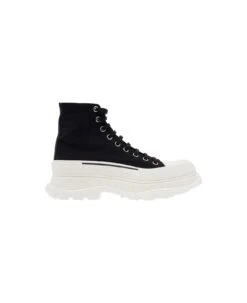 Alexander McQueen Black 'tread Slick' High-top Sneakers In Cotton