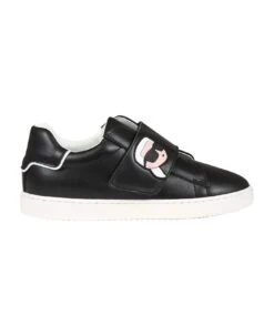 Karl Lagerfeld Kids Black Sneakers For Kids With Karl