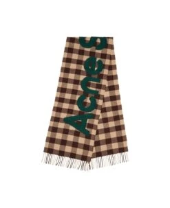 Acne Studios Logo Patch Checked Scarf