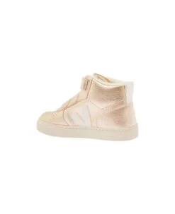 Veja 'v-10 Mid' Gold-colored Mid-top Sneakers With Velcro Straps And Logo Detail In Laminated Leather Girl -Italist Store 19e181009b1d4d08d99a47b09cc9a453