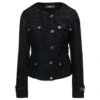 Versace Black Lurex Jacket With 'medusa' Silver-tone Hardware In Wool Blend Woman