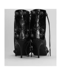 Balenciaga Cagole Bootie High Heels Ankle Boots In Black Leather -Italist Store 1d04cd9317fcffb9240c4ee958df88ce