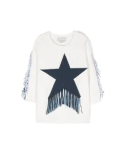 Stella McCartney Kids Stella Mccartney Abito Bianco In Felpa Di Cotone Bambina