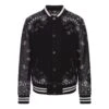 PHILIPP PLEIN Foulard Paisley Bomber Jacket In Black Wool And Leather