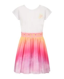 Billieblush White Dress For Girl With Logo And Butterfly