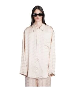 Balenciaga Shirt In Beige Viscose